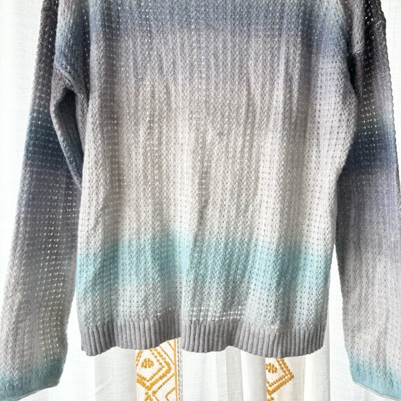 Lisa Todd Color Dreamer Sweater (Size L) Blue Ombré Wool Blend Open Stitch Knit - Picture 8 of 11